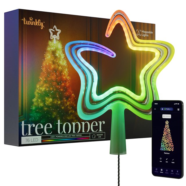 Tree Topper Twinkly con 76 luces LED RGB compatibles con Alexa