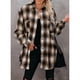 thumbnail image 2 of Camisa A Cuadros Para Mujer, Puños Con Botones Que No Dañan La Piel, Camisa A Cuadros Suelta De Manga Larga, Lavable A Máquina, Informal, Con Bolsillos En El Pecho Para Uso ANGGREK Marrón L, 2 of 6