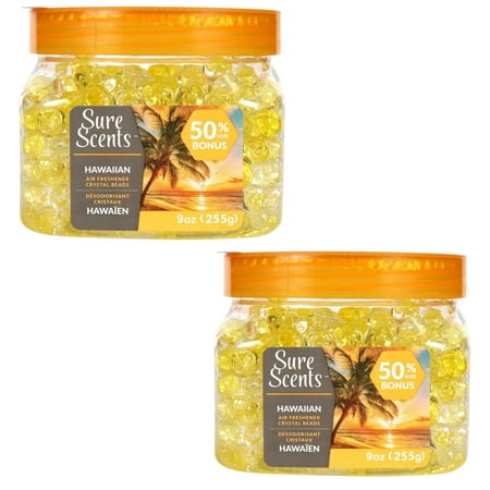 A1 Unlimited Crystal Beads Air Fresheners Hawaiian  Deodorizer Odor Absorber Eliminator Scent for Home Office School Kitchen Car Boat Bathroom Pet Area Fragrance Accessories  Set of 2 (9 oz.)