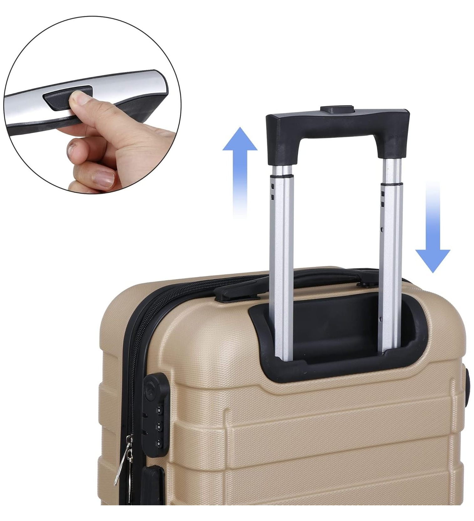 22 Inch Hardside Expandable Luggage ,Carry On Luggage With Spinner Wheels,Travel Suitcase Champagne (ABC1238)