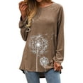 thumbnail image 3 of Nlife Women Dandelion Long Sleeve Tunic Top A-Line Crew Neck Loose Pullover Blouse, 3 of 8