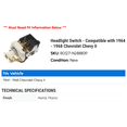 thumbnail image 2 of Headlight Switch - Compatible with 1964 - 1968 Chevy Chevy II 1965 1966 1967, 2 of 2