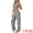 Grey, variant on DARING DIVA LoungeStretchy Side Ruched Crop Top Tank Pajama Set XS Black