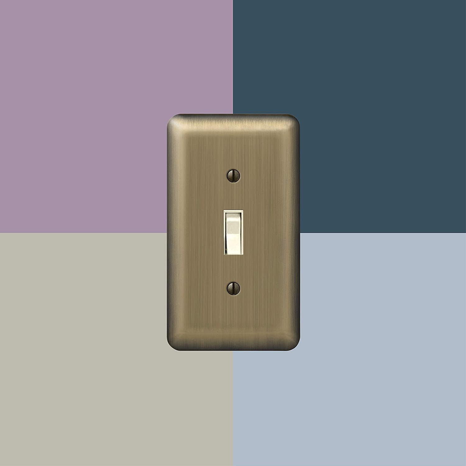 Amerelle 154TTD Moderne Wallplate 2 Toggle / 1 Duplex Steel Brushed Brass 1-Pack