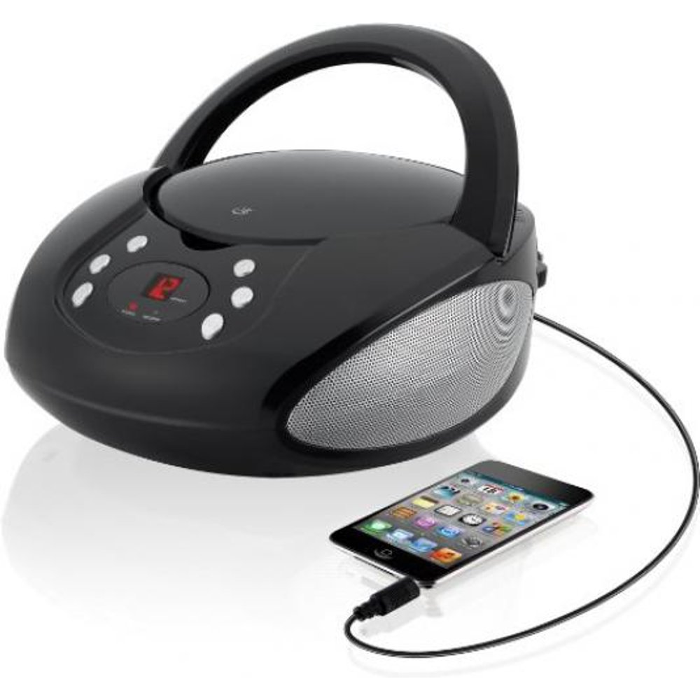 GPX, Inc. Portable TopLoading CD Boombox with AM/FM Radio and 3.5mm