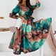 thumbnail image 4 of ICHUANYI Clearance Fashion Women Buttons Bandage Casual Print Dress V Neck Long Sleeve Dress(Multicolor, S) ICHUANYI WER2023081503304, 4 of 9