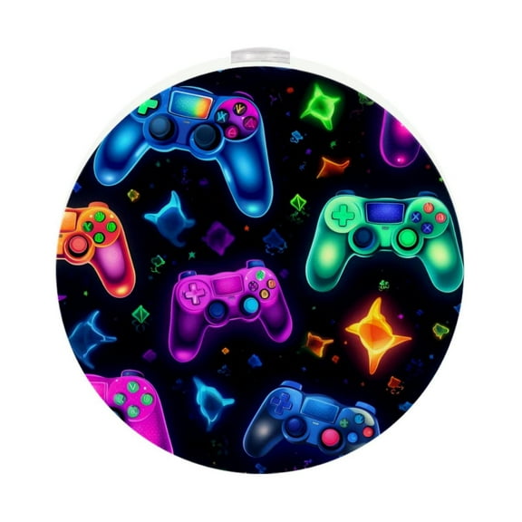 Game Controller Led Round Night Light-2pcs Set, Battery Powered Mini Portable Soft Glow Lamp for Bedroom, Bathroom, Hallway, Emergency, White Color, Pack of 2