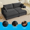 thumbnail image 2 of BALUS Oversized Loveseat Sectional Sofa with 2 Ottomans, 102.4" Corduroy Fabric Deep Seat Cloud Sofa for Living Room, Apartment, Black, 2 of 7