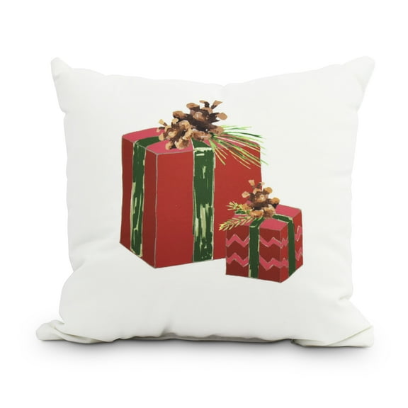 Nature's Gift 26 Inch Red Holiday Print Decorative Throw Pillow