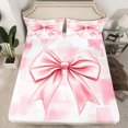 thumbnail image 2 of Homewish Lovely Bow Knot Full Size Sheets,Cartoon Bowtie Ribbon Bed Sheets,Pink White Ombre Sheet Sets For Girl Kids,Microfiber Bedroom Decor,4 Pieces, 2 of 7