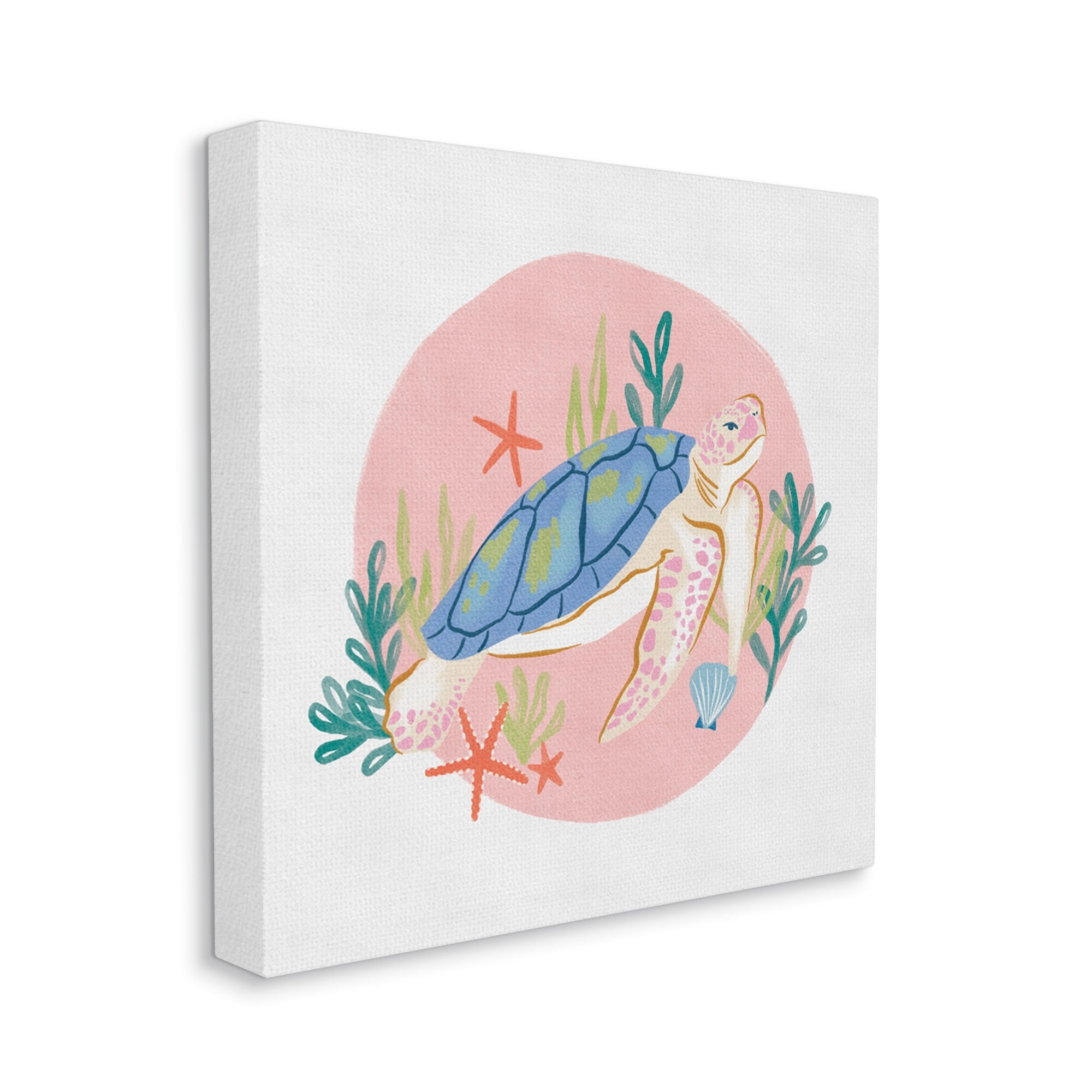 Stupell Industries Gracious Turtle Ocean Seaweed Shell Starfish Marine Reptile,24 x 24, Design by Deborah Curiel