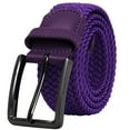 thumbnail image 2 of Falari Black Buckle Men Canvas Elastic Fabric Woven Stretch Braided Belt Dark Purple S, 2 of 5