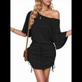 thumbnail image 3 of Vestidos de Mujer con Mangas Murciélago Laterales y Cordón Ajustable, Color Negro, Talla M, 3 of 10