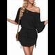 thumbnail image 3 of Vestidos de Mujer con Mangas Murciélago y Cordón Lateral, Color Negro, Talla L, 3 of 10