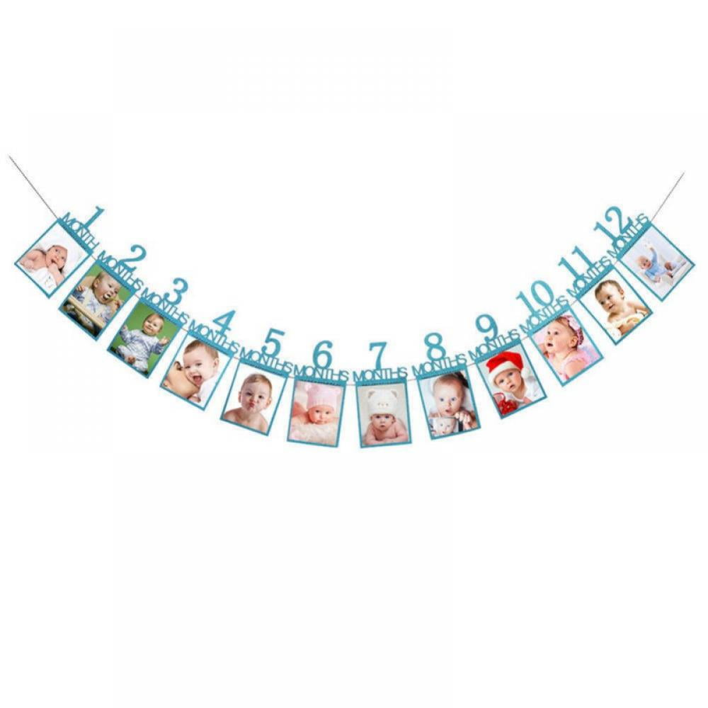 1st Birthday Photo Banner – Monthly Milestone Bunting From Newborn To 12 Months, Includes 13 Cards