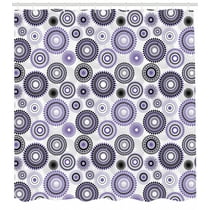 Purple And Black Shower Curtain Scattered Round Figures Big And