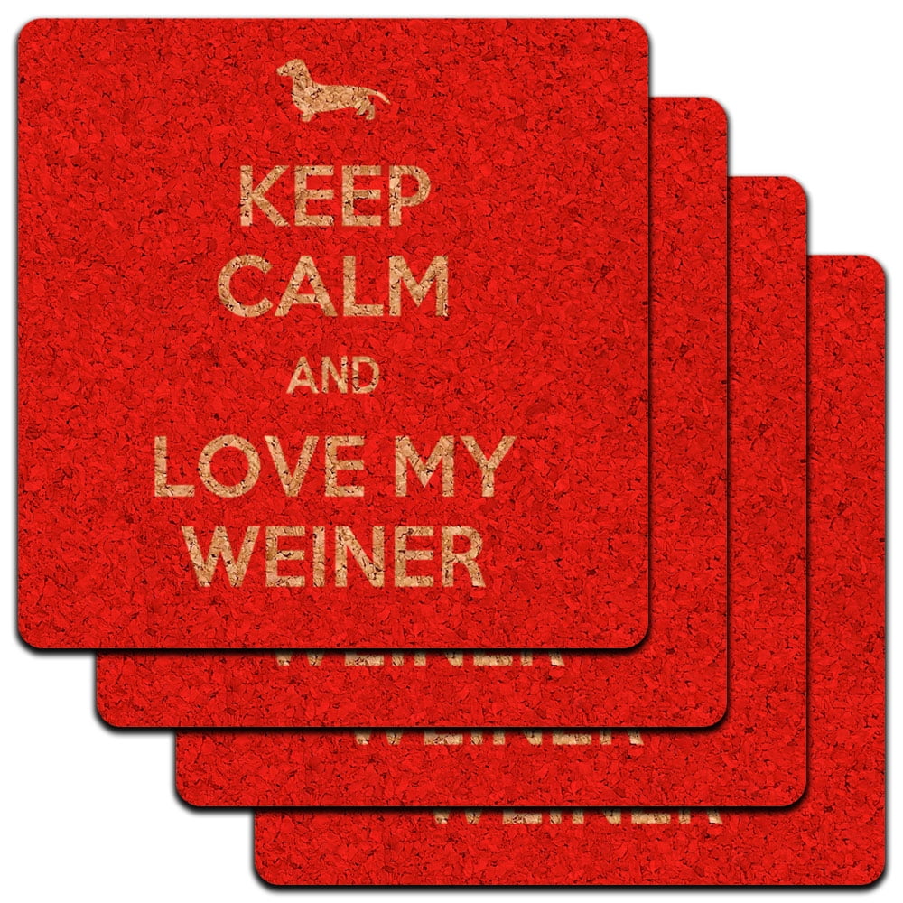 Dachshund Weiner Dog Low Profile Cork Coaster Set Graphics and More