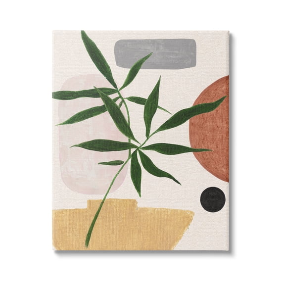Stupell Industries House Plant & Abstract Shapes Botanical & Floral Painting Gallery Wrapped Canvas Art Print Wall Art, 16 x 20