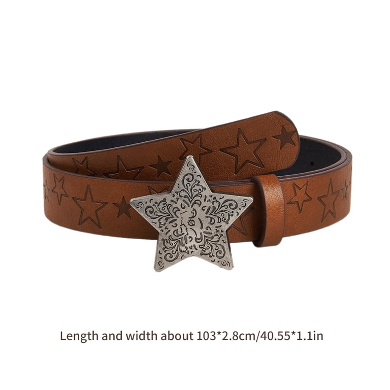 WINDLAND Vintage Star Pattern Buckle Waist Belt Western  display picture 3