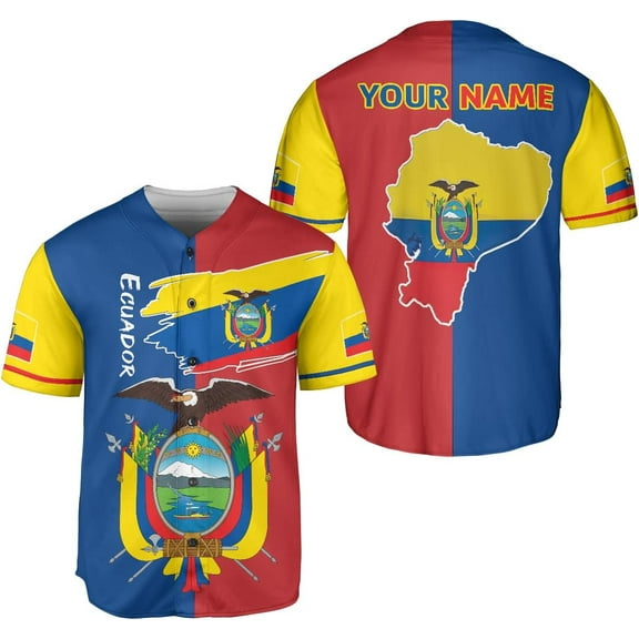Personalized Ecuador Baseball Jersey Shirt, Ecuador Flag Jersey, Ecuadorian Jersey for Men and Women Ecuadorian (S)