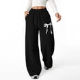 thumbnail image 6 of GiLiling Girl's Bowknot Baggy Sweatpants, Cute Straight Leg Athletic Pants, Elastic Waist Drawstring Pant for Teen Girls (Black, 11-12 Years), 6 of 7