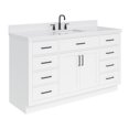 thumbnail image 3 of Ariel Hepburn 60 In. Rectangle Sink Bathroom Vanity With Carrara White Quartz Countertop 1.5 Edge In White, 3 of 8