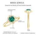 thumbnail image 4 of Rosec Jewels Lab Grown Emerald Vintage Inspired Ring with Diamond for Women - AAAA Grade, 10K Yellow Gold, US 8.50, 4 of 5