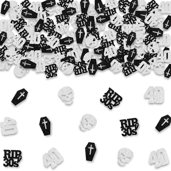 200Pcs Rip to My 30s Birthday Confetti Gothic Death to My Thirties Decorations Black Rip 30s Skull Tombstone Table Decorations Happy Birthday Decorations for Women Men 40th Birthday Party Supplies