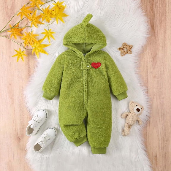 Bxsruta Baby Hooded Romper Fleece One-Piece Jumpsuit for Infant Winter Outfits