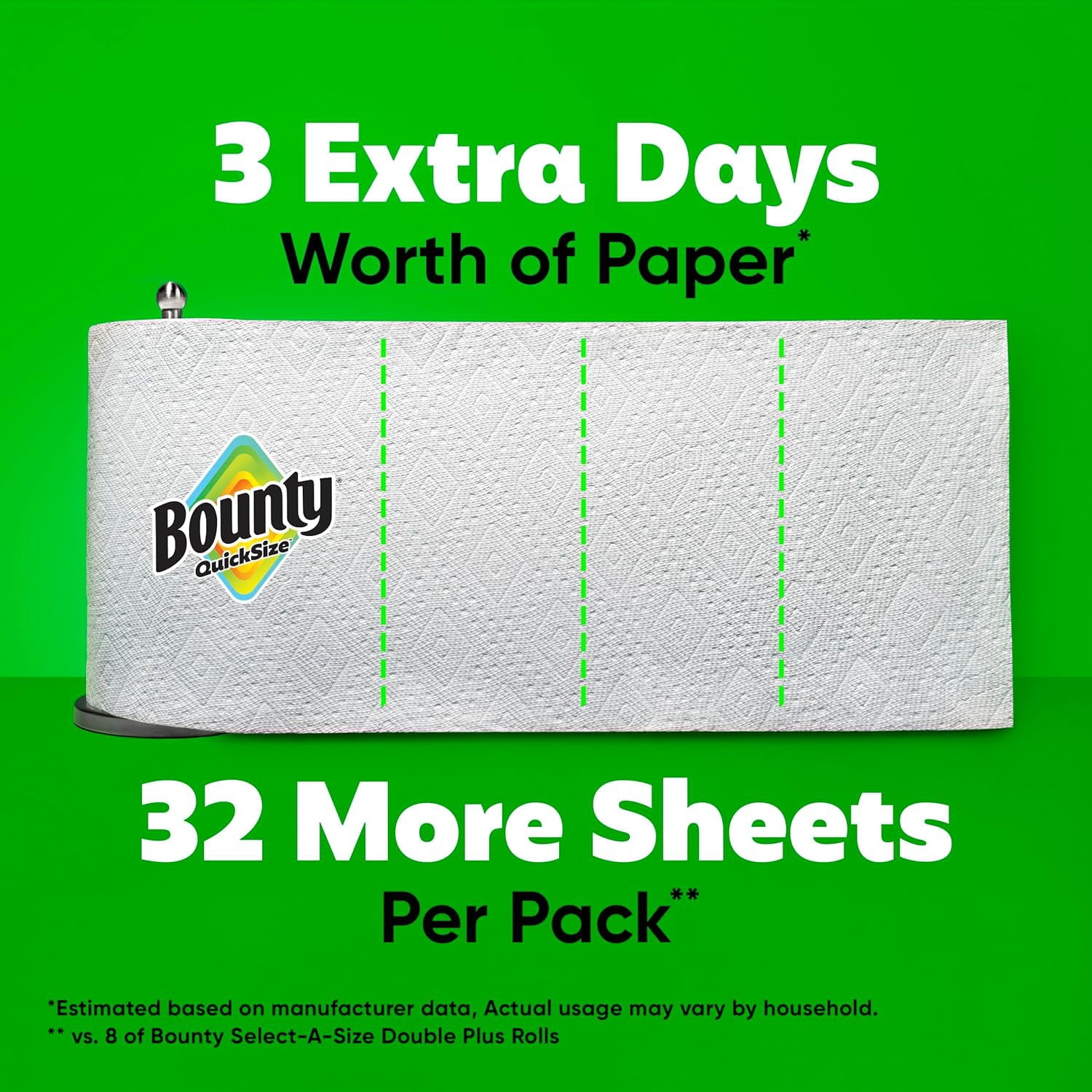 Quick Size Paper Towels, White, 8 Family Rolls = 20 Regular Rolls (Packaging May Vary)