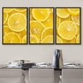 thumbnail image 3 of wall26 - 3 Piece Framed Canvas Wall Art - Background of Sliced Ripe Lemons Organic, Pattern - Modern Home Art Stretched and Framed Ready to Hang - 16"x24"x3 BLACK, 3 of 5