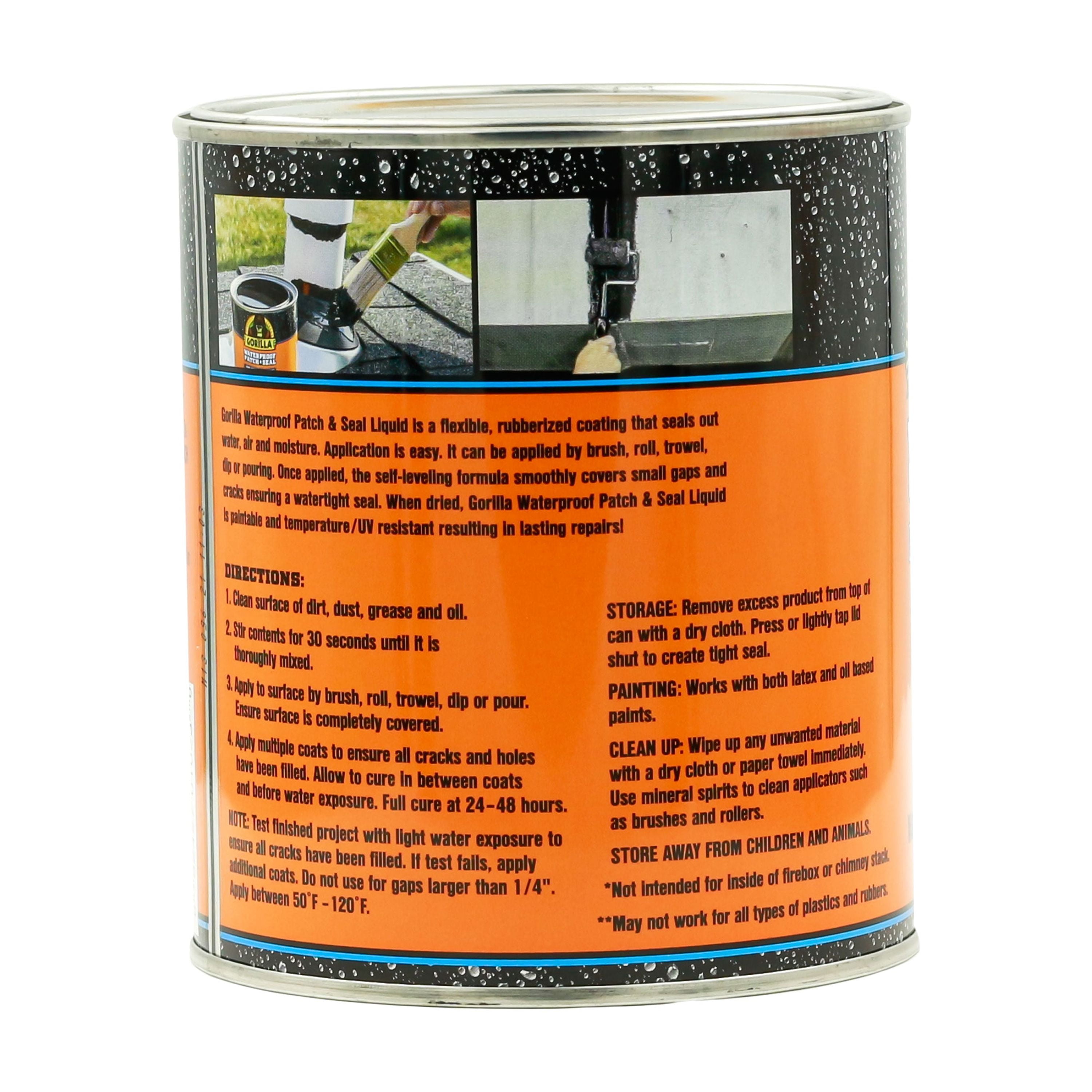(2 pack) Gorilla Waterproof Patch & Seal Liquid Rubber, Black Sealant, 32 Ounce