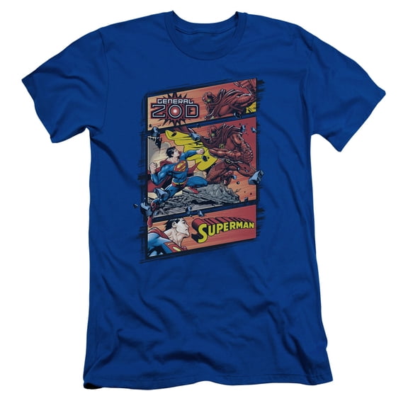 Superman Superman Vs Zod Adult 30/1 T-Shirt Royal Blue