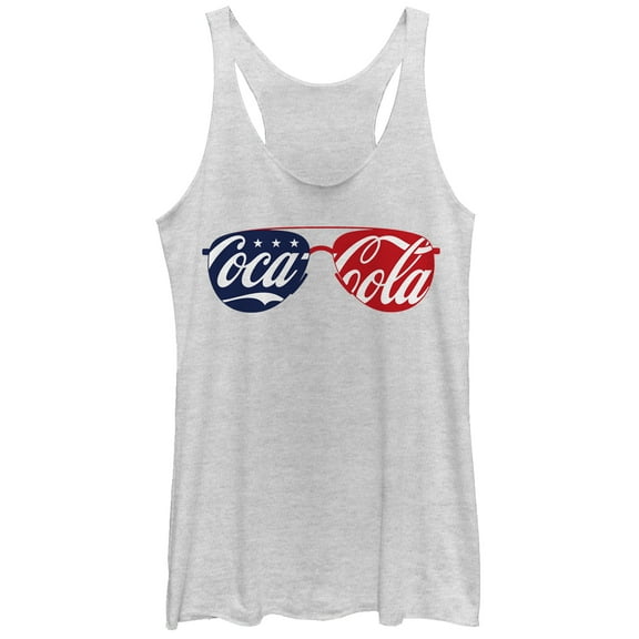 Women's Coca Cola American Sunglasses Racerback Tank Top White Heather X Large