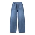 thumbnail image 4 of Tsesme Women’s Wide Leg Jeans, Elastic Waist Drawstring Loose Denim Trousers, Relaxed Fits Pants with Pockets, 4 of 8