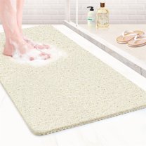 Tutuviw Non-Slip Bathtub Mat, 15.7x 31.5 Inch, Shower Mats for Bath Tub, Loofah Plastic Mats for Wet Areas, Quick Drying (Beige)