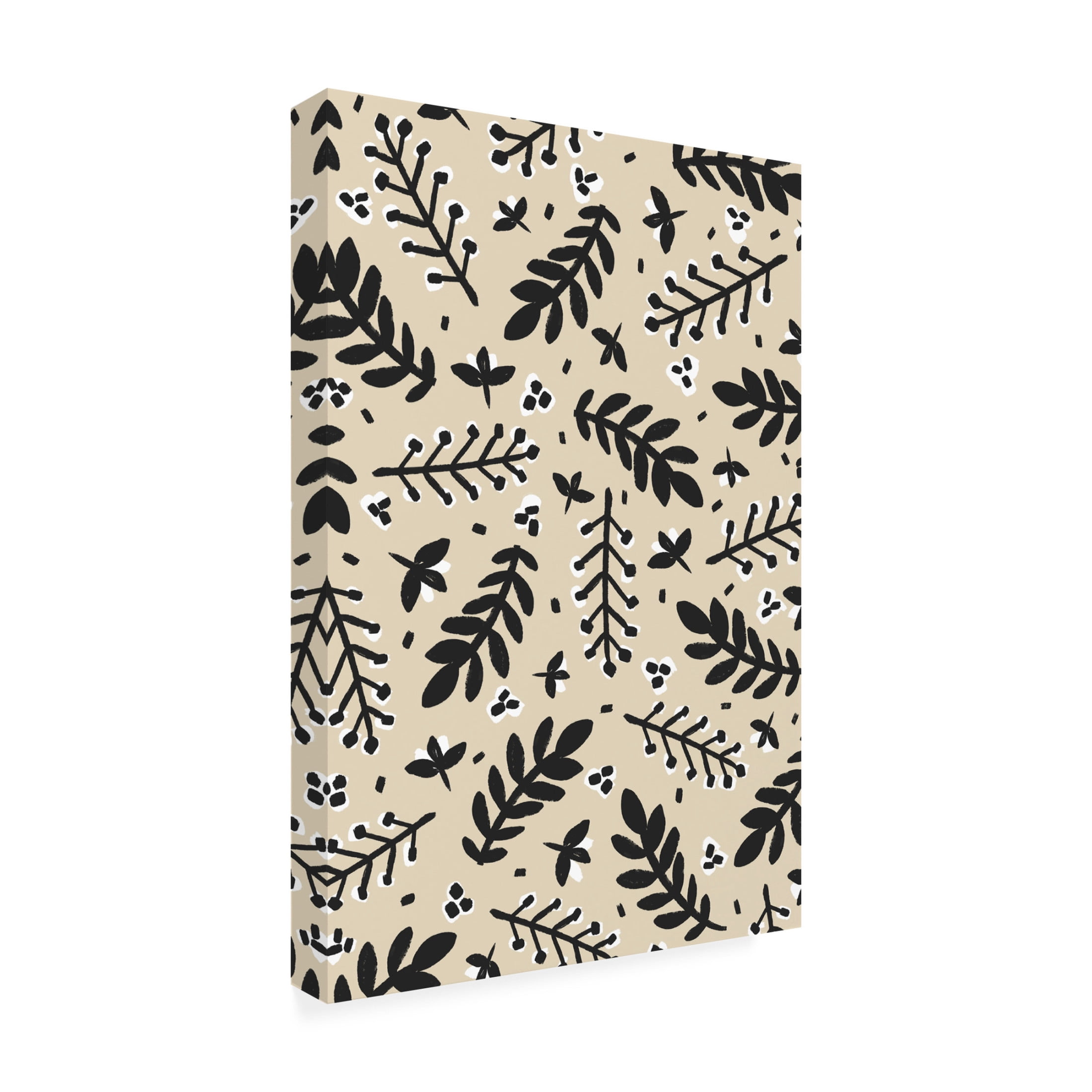 Canvas Wall Art - Treechild 'Banches And Berries (Beige)' Wall Art for Living Room, Bedroom, or Office D?cor by Trademark Fine Art - 16 x 24 Inches