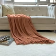 thumbnail image 3 of LOMAO Flannel Blanket Soft Throw Blanket with Pompom Fringe Lightweight Bed Blanket Fit Couch Sofa(70"x 80")(Caramel), 3 of 6