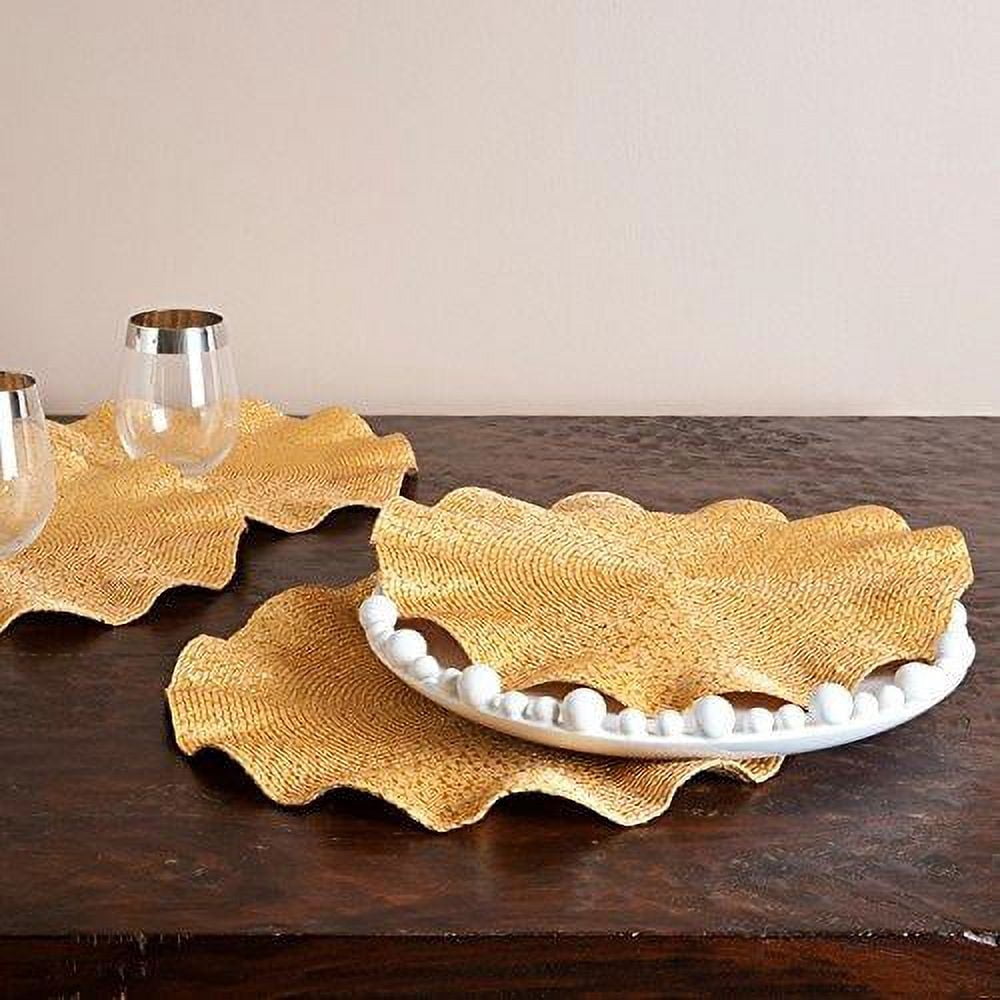 Fennco Styles Curly and Glittery Traycloths Placemats Set of 4 - 15" Round