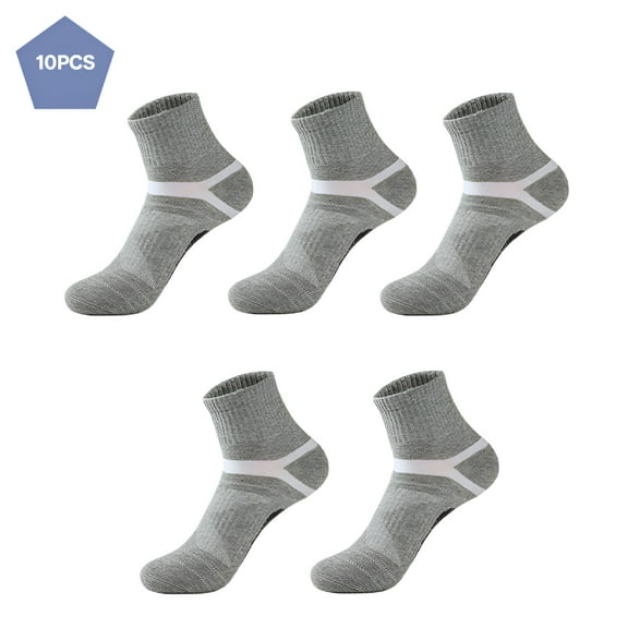 TELOLY Men's Mid Length Sports Socks Basketball Socks Low Cut Anti Slip Sweat Absorbing Breathable Thickened Running Socks 5 Pairs