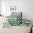 thumbnail image 6 of jejeloiu Ancient Damask Flowers 7pcs Bedding Comforter Set,Rustic Bohemian Floral Queen Bedding Sets,Beige Green Queen Sheet Sets For Girls,Ultra Soft Home Decor Reversible, 6 of 8