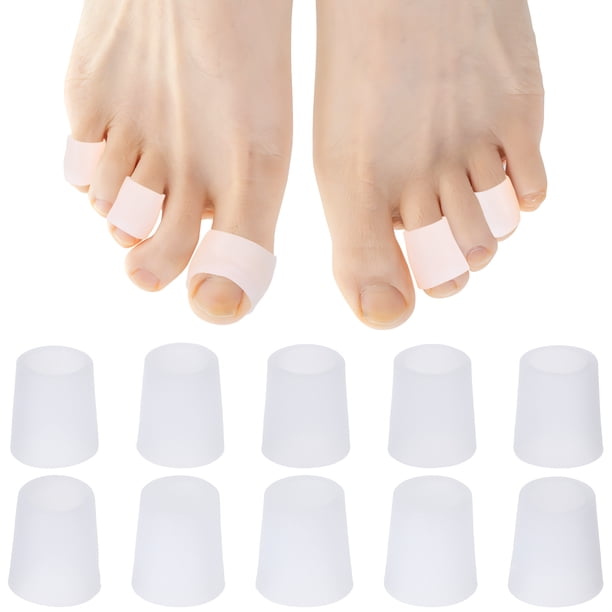 pares de protectores de gel para dedos de los pies, separadores de callos y mangas de alivio para el dedo meñique (manga abierta blanca)
