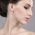 thumbnail image 2 of Gem Stone King 1.40 Ct Pink Created Sapphire G/H Lab Grown Diamond 925 Sterling Silver Earrings, 2 of 3