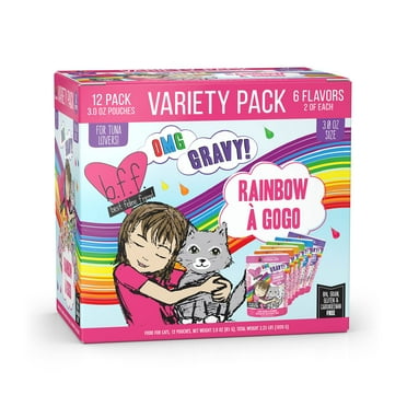 Weruva B.F.F. OMG - Best Feline Friend Oh My Gravy!, Rainbow A Gogo Variety Pack! Cat Food, 3oz Pouch (Pack of 12) C45