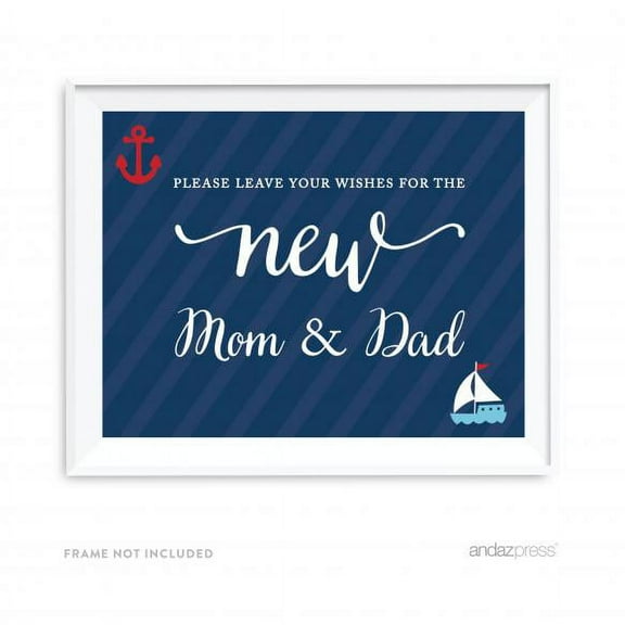 Leave Your Wishes For Mom & Dad Nautical Baby Shower Table Party Signs