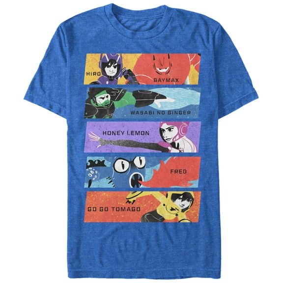 Men's Big Hero 6 Superhero Team Panels  Graphic Tee Royal Blue Heather Small