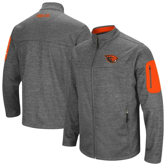 Men's Colosseum Heathered Charcoal Oregon State Beavers Anchor Full-Zip Jacket