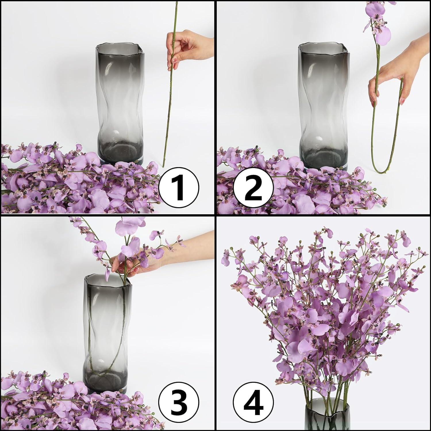 Artificial Orchids Silk Flowers,10 PCS (Each 37'') White Orchids Artificial Flowers Fake Orchid Long Stem Artificial Flowers Fake Silk Flowers for Indoor Outdoor Wedding Home Office Decoration(White)