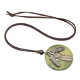thumbnail image 3 of Plume Feuille Pendentif Collier Réglable PU Cuir Cordon Pendentif Pendentif Vert, 3 of 9
