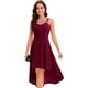 thumbnail image 3 of Vestido de cóctel para mujer con tirantes finos, corte alto bajo, corte A, para jóvenes, adolescentes, invitadas a la boda, vestidos de dama de honor sin mangas, vestido de fiesta sexy, 3 of 5